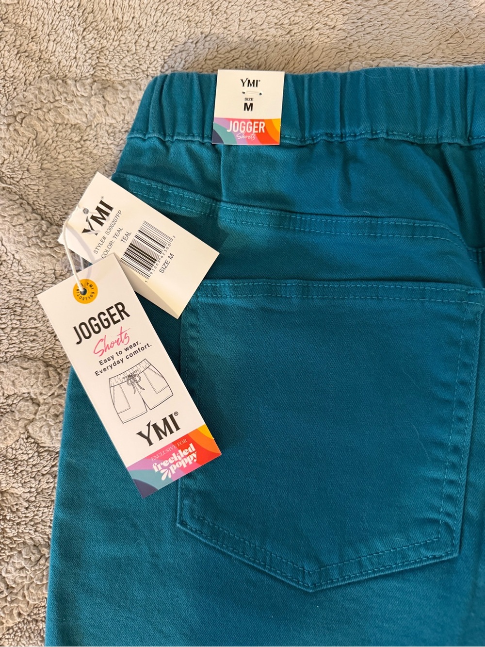YMI Teal Elastic Waist Jogger Shorts
